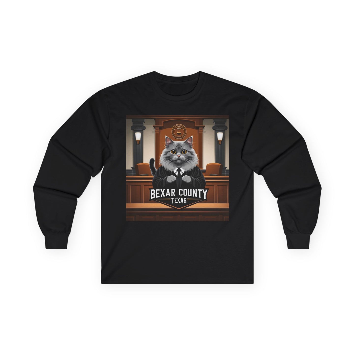 Funny Cat Judge Long Sleeve Tee - Bexar County Texas