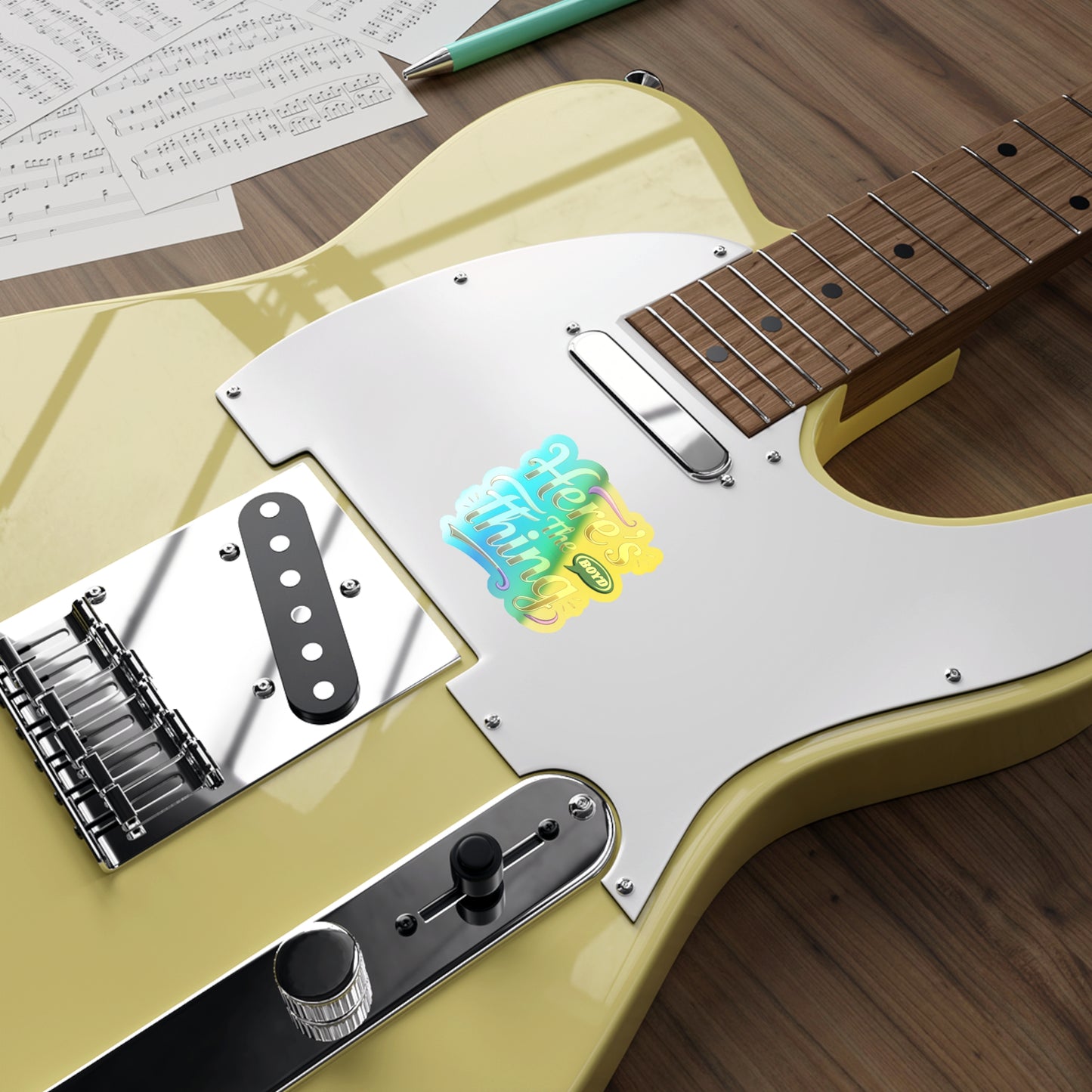 Holographic Die-Cut Stickers - Fun 'Here's the Thing' Design for Personalizing Gear