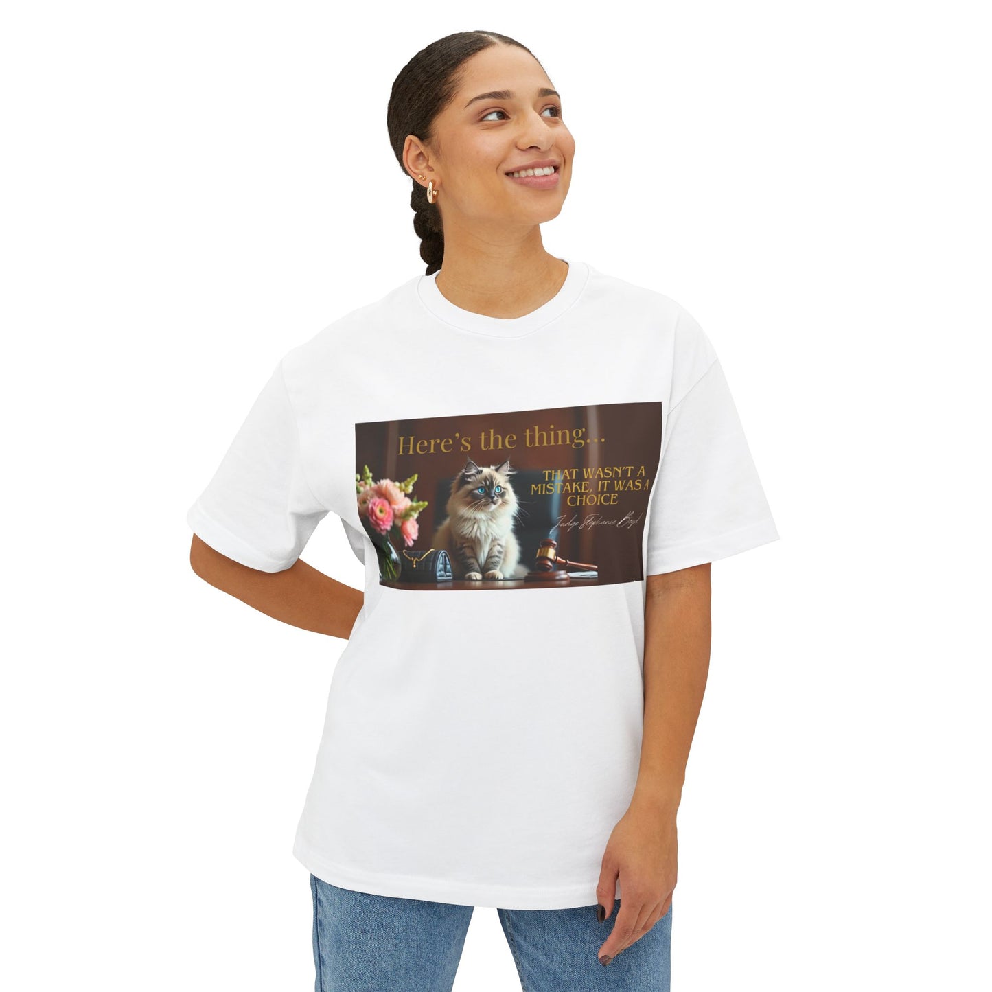Funny Cat Quote Unisex Oversized Boxy Tee - Perfect for Cat Lovers