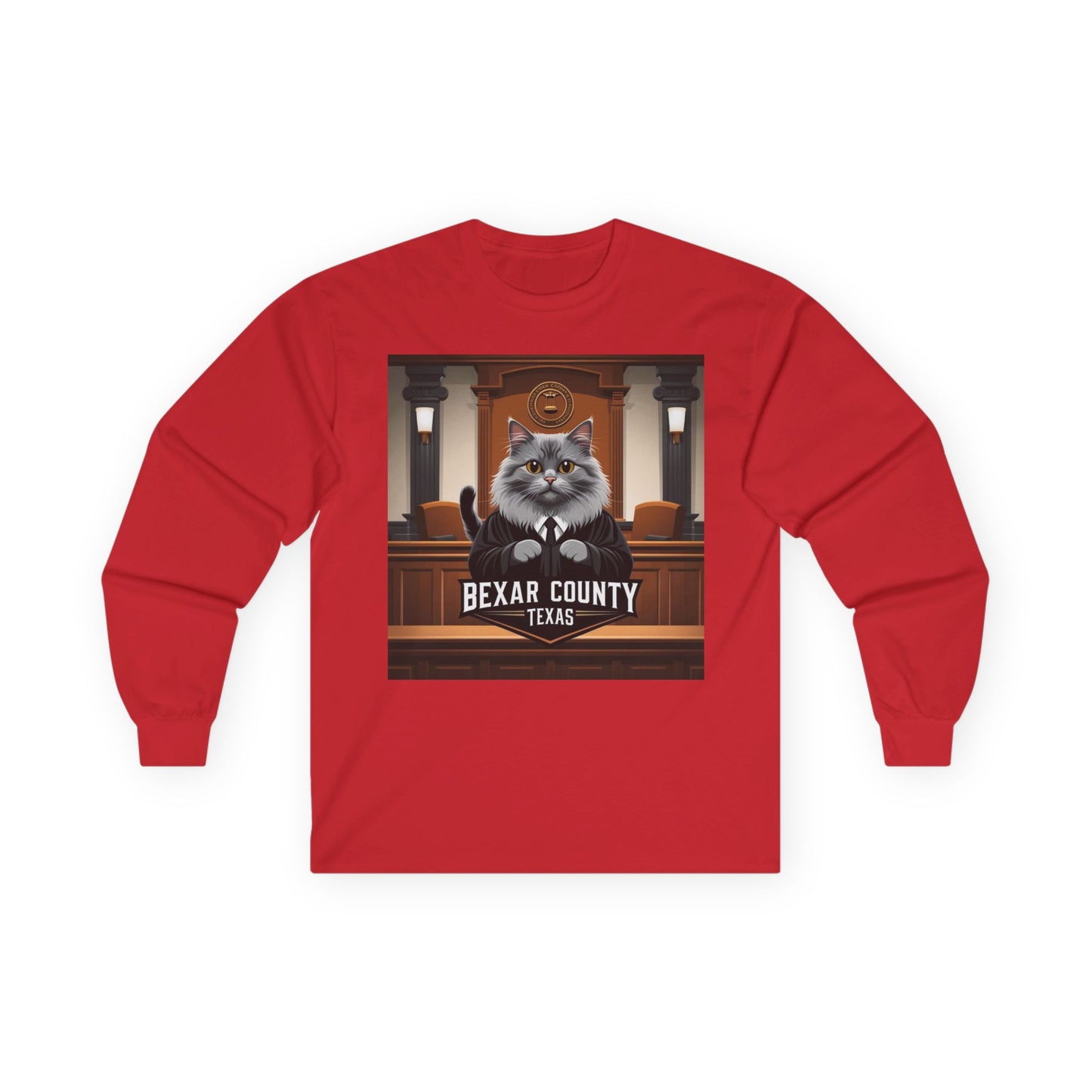 Funny Cat Judge Long Sleeve Tee - Bexar County Texas