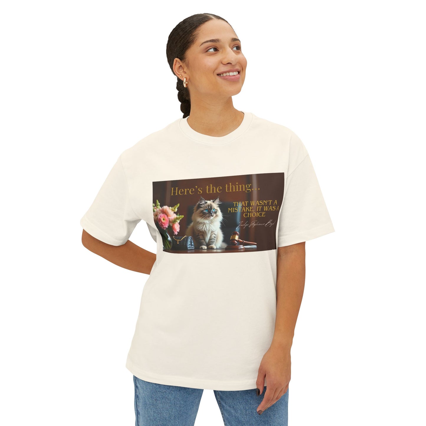 Funny Cat Quote Unisex Oversized Boxy Tee - Perfect for Cat Lovers