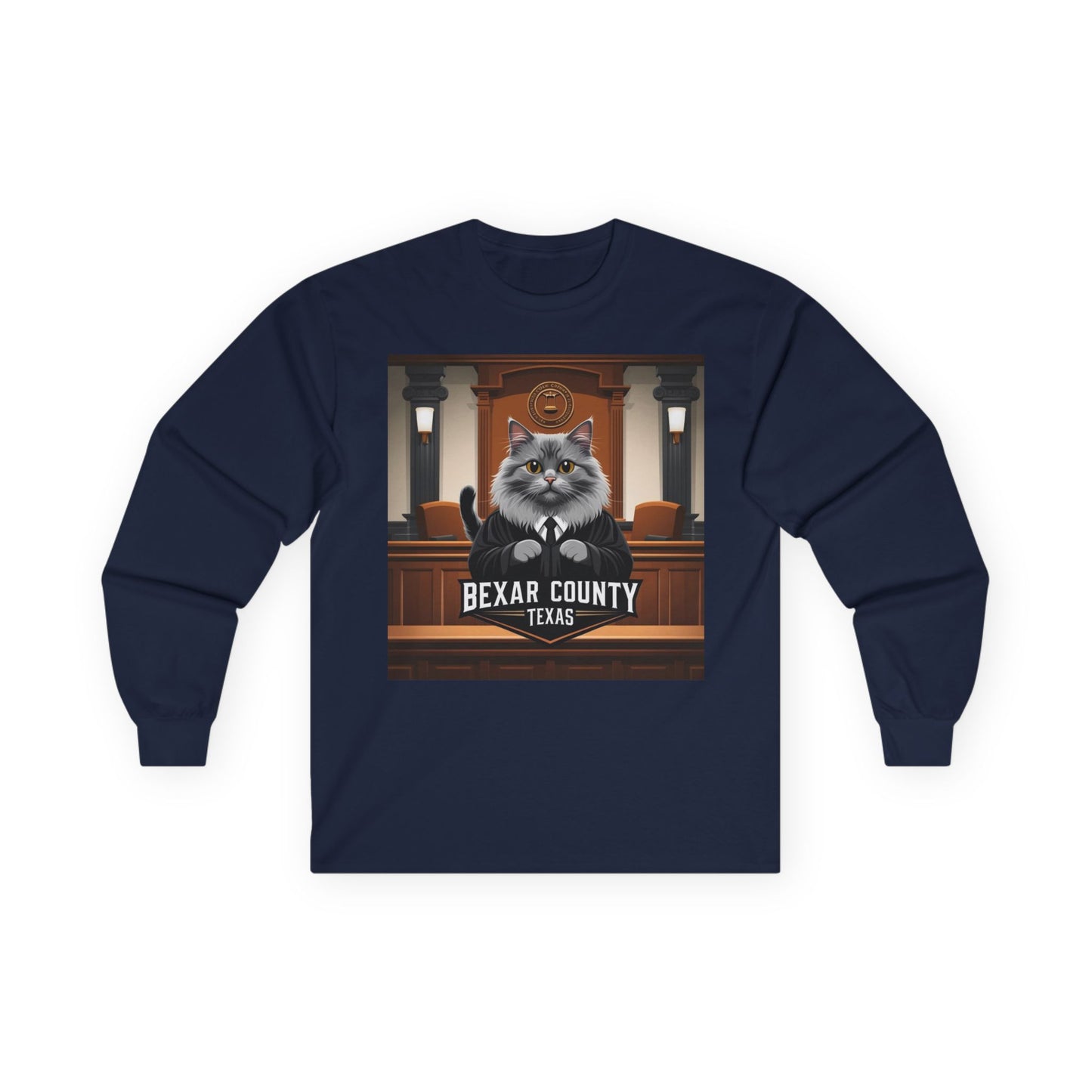Funny Cat Judge Long Sleeve Tee - Bexar County Texas