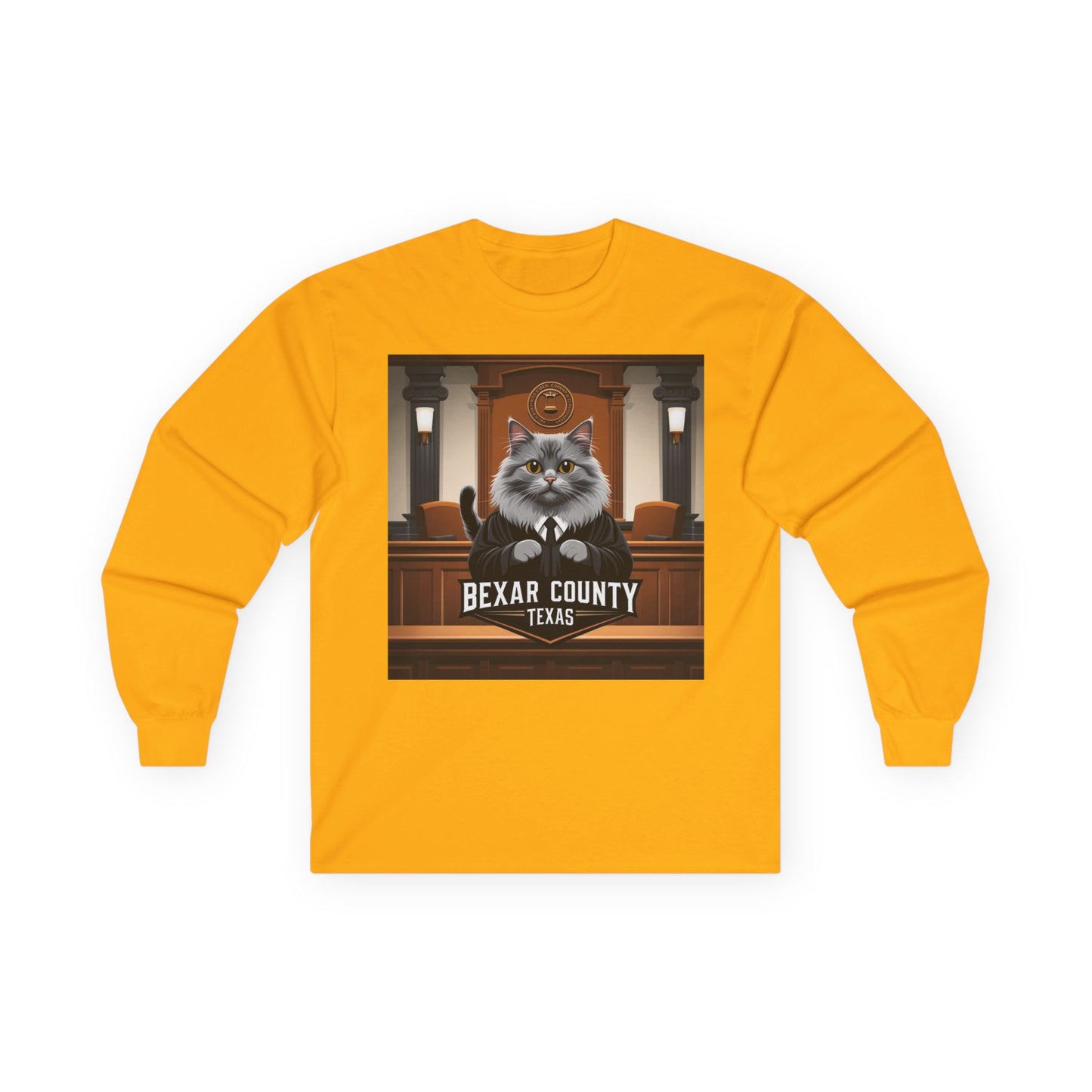 Funny Cat Judge Long Sleeve Tee - Bexar County Texas