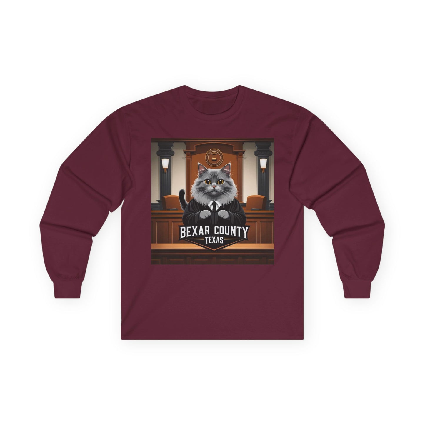 Funny Cat Judge Long Sleeve Tee - Bexar County Texas