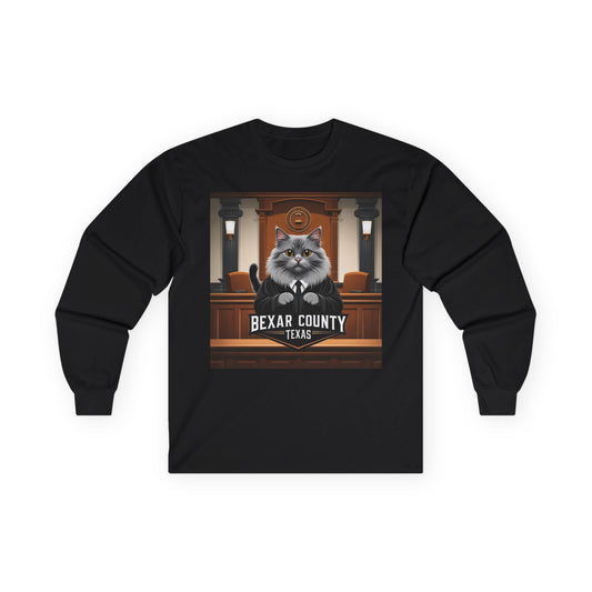 Funny Cat Judge Long Sleeve Tee - Bexar County Texas
